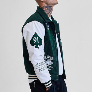 Veste universitaire pour homme personnalisée en cuir véritable et laine, broderie en chenille, style lettreman tendance, grande taille pour l'automne - Product Image 2