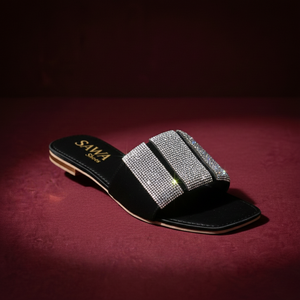 Sandalias de Tacón Bajo con Pedrería MIDNIGHT DAZZLE 314 BK, Tendencia de Moda Otoño, Zapatos Planos de Cuero Genuino, Antideslizantes, Ligeros y Transpirables - Product Image 3