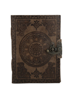 Cuaderno de Viaje Retro Vintage, Tapa de Cuero Repujado, Diario sin Líneas, Cierre con Candado, Encuadernación Cosida a Caballete, para Acuarelas, 120 Páginas, Regalo