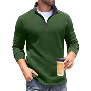 Sweat-shirts de sport pour hommes, col montant, fermeture éclair, manches longues, coton mélangé, de haute qualité, logo personnalisé, pour la course à pied, la rue, les activités sportives, la salle de sport - Product Image 4