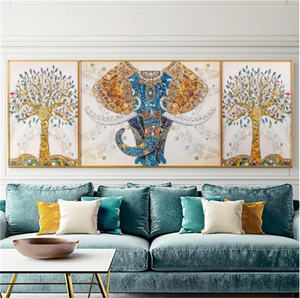Set Personalizzato di 3 Pezzi Arte Murale Grande con Albero, Animale ed Elefante <span class=keywords><strong>in</strong></span> <span class=keywords><strong>Vetro</strong></span> Temperato, Cristallo e Porcellana - Product Image 3