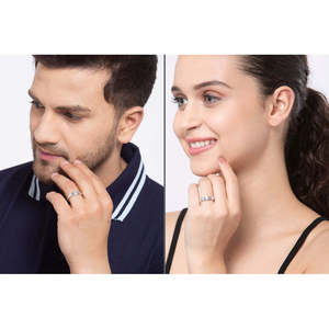 NOVAMART Fine <b>Men's</b> Rhodium-Plated Rhodium-Rhodium Plated 925 Sterling Silver Zircon Inlay <b>Ring</b>-<b>Set</b> of 2 Wholesale Export - Product Image 3