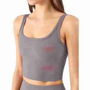 Wholesale Women's Sports <b>Cropped</b> Tank <b>Tops</b> Rib-Knit O-Neck Casual Thin Straps Gym Fitness Breathable Quick-Dry Polyester/Cotton - Product Image 1