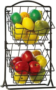 Panier en fil métallique de forme rectangulaire Fruits Légumes Oeufs Panier de rangement à linge Ménage pour chambre à coucher Vêtements Maison Cuisine - Product Image 3