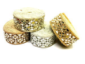 New Arrival <b>Indian</b> High Quality Mirror Metallic Embroidery Lace Trim Flower Lace Use in Footwear Hot Sale - Product Image 6