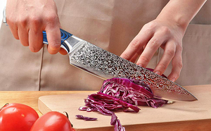 Couteau de chef professionnel japonais à haute teneur en carbone, lame ultra tranchante en acier Damas, service OEM ODM personnalisé en gros - Product Image 4