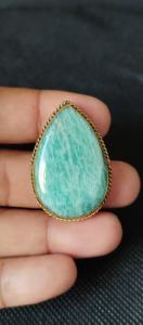 Cabujón de Amazonita con Ranuras de Latón, Cristal Curativo Increíble, Piedra Preciosa Suelta para la Fabricación de Joyas - Product Image 2