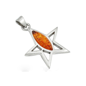 จี้เงินสเตอริ่งทำมือสีเงินแท้925พร้อมฐานพลอยสีเหลืองอำพัน - Product Image 2