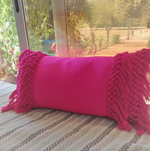 Fundas De Almohada bereber Rectangular marroquí bohemio Rosa caliente, cojín de algodón orgánico hecho a mano, flecos, almohadas impresas para Hotel - Product Image 2