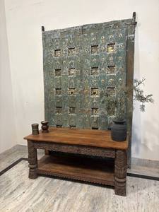 Table basse en bois massif artisanale Console traditionnelle déco pour salon chambre Style ferme Table basse en bois sculpté - Product Image 3