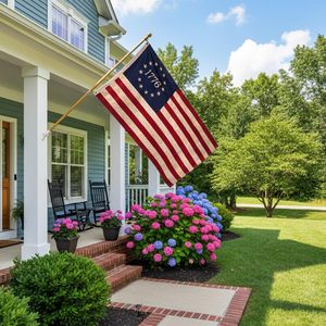 Bandera Americana de Algodón 1776 Betsy Ross con Efecto Té, 3x5 Pies, Vintage, 13 Estrellas, Coloniales, Bordada, Duradera para Exteriores - Product Image 1