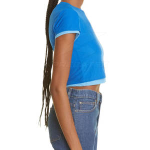 Fabriqué à partir de mélange de coton doux et durable adapté à toutes les saisons Tops courts élégants pour dames à manches courtes - Product Image 4