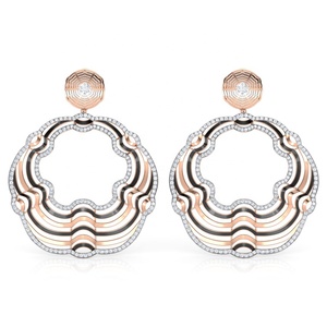 Anant Gems Launch All New Mahal Wave Diamond Chand Bali Style Rose Gold(17.570g) avec diamants Boucle d'oreille pour femme - Product Image 1
