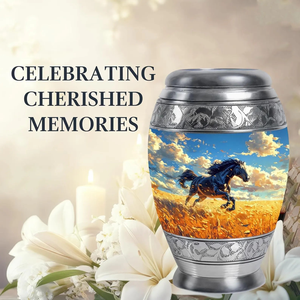 Urna de cremación de aluminio hecha a mano Acabado recubierto de Meena en grande (220 pulgadas cúbicas) Recuerdo (3 pulgadas cúbicas) Tamaños Urnas de cremación personalizadas - Product Image 4