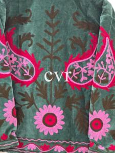 Handmade Velvet Suzani Embroidered Uzbek Eco-Friendly Women's Luxury Coat Outerwear Coat Winter <b>Boho</b> for Party Wear - Product Image 3