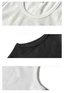 Débardeur de sport pour homme personnalisé avec logo, noir, côtelé, en coton épais, sans manches, pour la course à pied, le fitness, l'entraînement sportif - Product Image 6