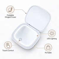 Mini miroir de maquillage portable double face avec interrupteur tactile, support réglable, miroir LED pour soins personnels, voyage, maison