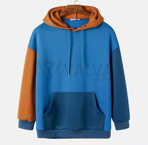 เสื้อฮู้ดสวมหัวผ้าฝ้าย100% สำหรับผู้ชายปรับแต่งได้พิมพ์ลายปะสีทึบสีล้วนสำหรับฤดูใบไม้ผลิ - Product Image 3