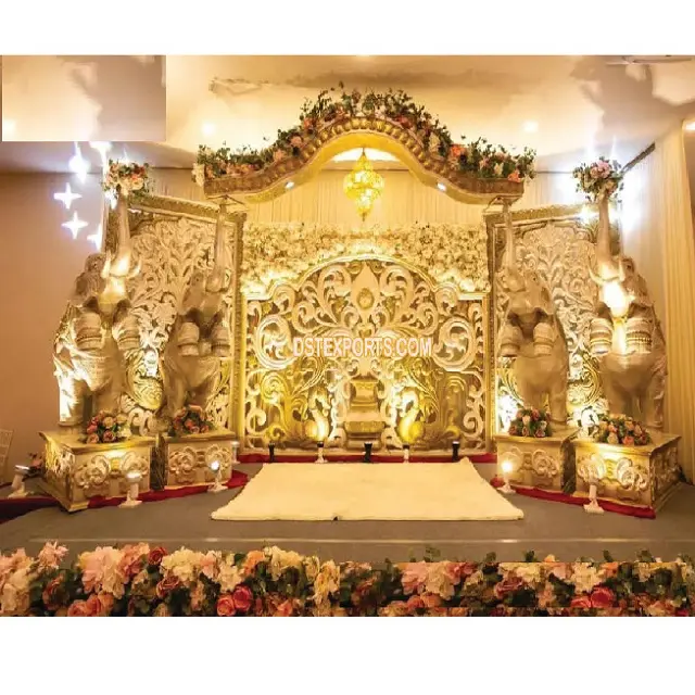 Décor traditionnel d'éléphant, scène de mariage, malaisie, meilleure cérémonie de mariage du sud, installation de scène de mariage indien, scène à thème d'éléphant