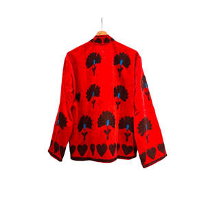 Embroidered Floral Velvet Hooded <b>Bomber</b> <b>Jacket</b> Winter Quilted <b>Leather</b> Coat <b>for</b> <b>Women</b> - Product Image 4