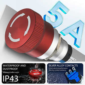 Botón de Parada de Emergencia con Llave GQ19-ZS/A, Interruptor Giratorio con Bloqueo de Llave Metálico, Antivandálico, Corte de Seguridad, 1NO1NC, Alta Corriente - Product Image 3