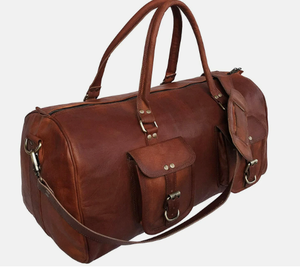 PU <b>Leather</b> <b>Overnight</b> Travel <b>Bag</b> with Zipper Closure Lightweight and Water-Resistant - Product Image 5