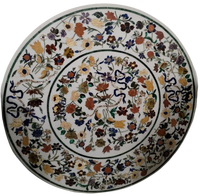 Plateau de table basse rond décoratif en Pietra Dura, meuble de salon traditionnel, marqueterie en marbre faite à la main, mosaïque