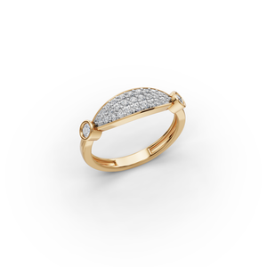Lab-Grown Half <b>Moon</b> Pave Diamond <b>Ring</b> - Product Image 4