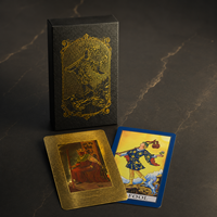 Cartes de tarot de haute qualité, jeu de divination en feuille d'or de luxe avec boîte-cadeau noire pour la lecture et la collection