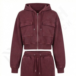 ชุดวอร์มผู้หญิงสไตล์วินเทจสำหรับฤดูหนาว ปี 2026 แบบมีฮู้ด ระบายอากาศได้ดี ทรงปกติ ผลิตตามสั่ง ผ้าฝ้าย 100% คุณภาพสูง พร้อมซิปใช้งานสะดวก - Product Image 1