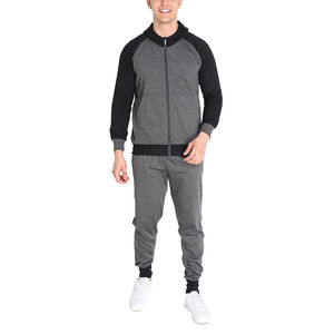 Ensemble de survêtement gris foncé uni pour homme, veste zippée en polaire premium et pantalon de jogging, vêtements de sport d'hiver, vente en gros, vente d'usine OEM - Product Image 1