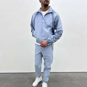 Chándal de alta calidad bordado Zip Up Jacket Jogger Set rompevientos ropa deportiva chándales para hombres conjunto de dos piezas - Product Image 5