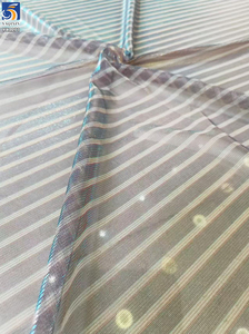 YX1273 Kain Rajut Polyester Laser Lurex Chiffon Tebal Bergaris Baru 1 Yard untuk Kostum Tari yang Berubah Warna - Product Image 3