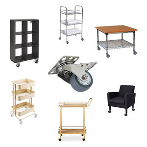 Plaque supérieure de 2 pouces en acier inoxydable 304 avec roulettes bloquables en caoutchouc TPR pour chariot et étagère à livres - Product Image 5