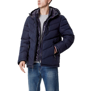 Blouson matelassé léger en toile pour homme avec col montant et logo frontal - Style streetwear d'hiver pour l'école, les voyages et les courses - Product Image 5