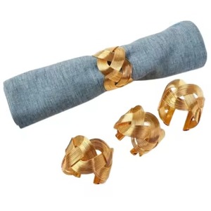 Porte-ronds de serviette en métal doré luxueux Restaurant Hotel Party Home Decor pour les mariages - Product Image 5