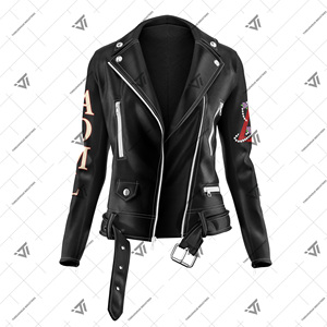 Delta grec tout noir personnalisé | Sigma | Theta Sorority Clothing Authentique Bold Leather Moto Racing Moto Vestes pour femmes - Product Image 1