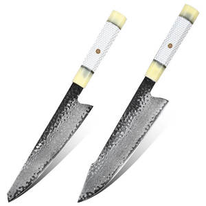 Couteau de chef en acier Damas de qualité supérieure, personnalisé en gros, OEM ODM, manche en résine, design ambidextre, finition brossée moderne - Product Image 1