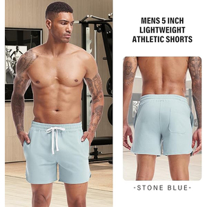 cotton soft shorts men fleece lounge wear <b>elastic</b> waist casual summer gym training comfort style - Product Image 3
