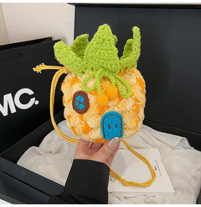 Crochet Sponge Pineapple House Polyester Hollow Small Earphone Shoulder Crossbody <b>Coin</b> Purse Men's Cute Woven <b>Bag</b> - Product Image 5