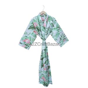 Bata de Baño Hermosa con Estampado de Hojas de Algodón Puro Hecha a Mano en India para Mujer, Traje de Baño Suave y Cómodo, Regalo para Ella - Product Image 1