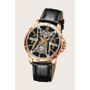 Reloj GearSoul Automático Edición Esqueleto Oro Rosa con Fase Lunar Luminosa, Movimiento Tourbillon, Alta Calidad, Reserva de Energía, Esfera Estilo Hip Hop - Product Image 2