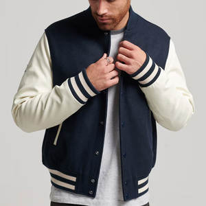 Veste universitaire pour homme à col montant, écologique, tendance, style streetwear, 100% laine, coupe confortable, vente chaude - Product Image 1