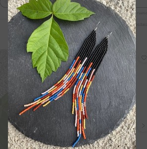 Pendientes de Cuentas de Colores Otoñales de Primera Calidad, Pendientes Largos con Flecos - Product Image 2