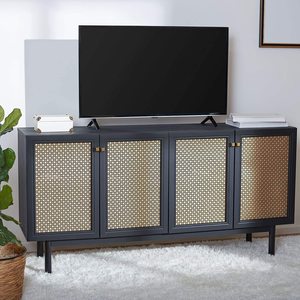New weave rattan furniture Wood and rattan TV furniture custom wholesale rattan tv stand for living room