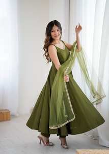 LANCEMENT DU NOUVEAU DESIGNER FESTIVE WEAR ANARKALI ROBE TISSU LOURD PURE SOIE ROMAINE CHANDERI - Product Image 3