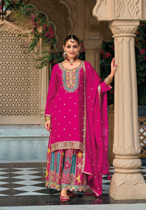 Latest Designer Collection Hevey Chinon salwar suit with Floral Embroidered Chiffon Dupatta for party - Product Image 6