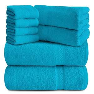 100% Cotton Woven <b>Bath</b> <b>Towel</b> <b>Set</b> 8 Piece Soft Absorbent Home Use Solid Color Rectangle Adult Skin Friendly - Product Image 6