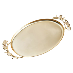 Meilleures ventes Plateau de service élégant en métal martelé Golden Vine avec poignées en forme de feuilles, parfait pour la décoration intérieure et les cadeaux Prix le plus bas - Product Image 5