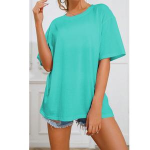 Camiseta informal de manga corta de LICRA/algodón de alta calidad para mujer con bordado y opción de logotipo para el verano de BD - Product Image 2